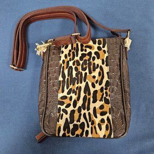 Leopard Print Vertical Slim Tote, Alligator Skin Concealed Carry Handgun Purse